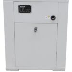 Opposite three-quarter view of the Pneumatix PM10VSD Base Mount showing the data plate