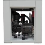 Internal view of the Pneumatix PM10VSD Base Mount with panels removed, showing the compressor assembly